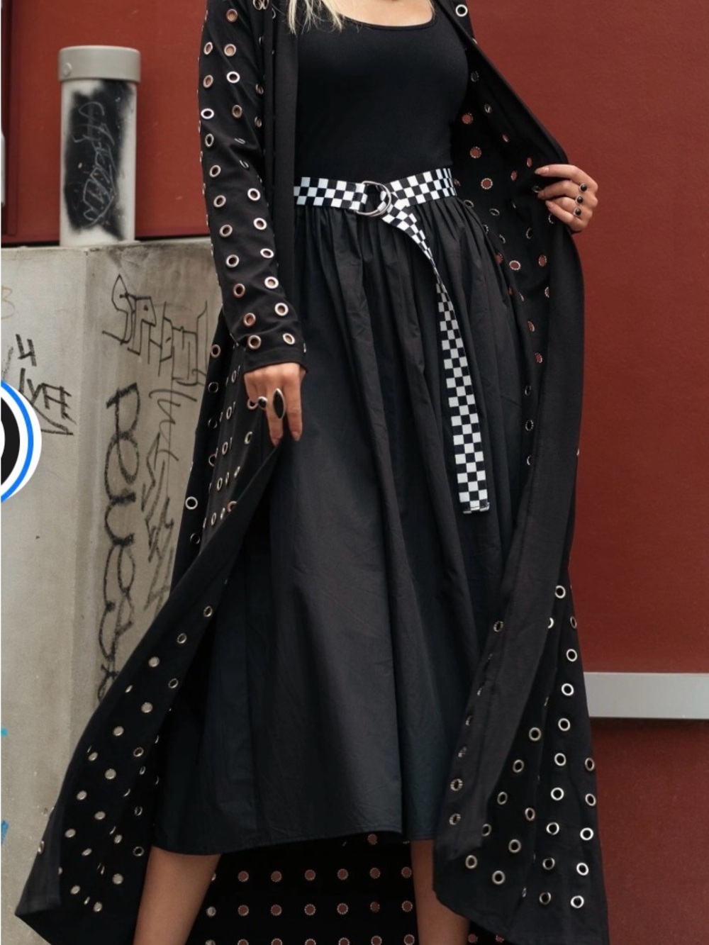 Kate Hewko Black Rivet Long Cardigan Duster NWT Size S